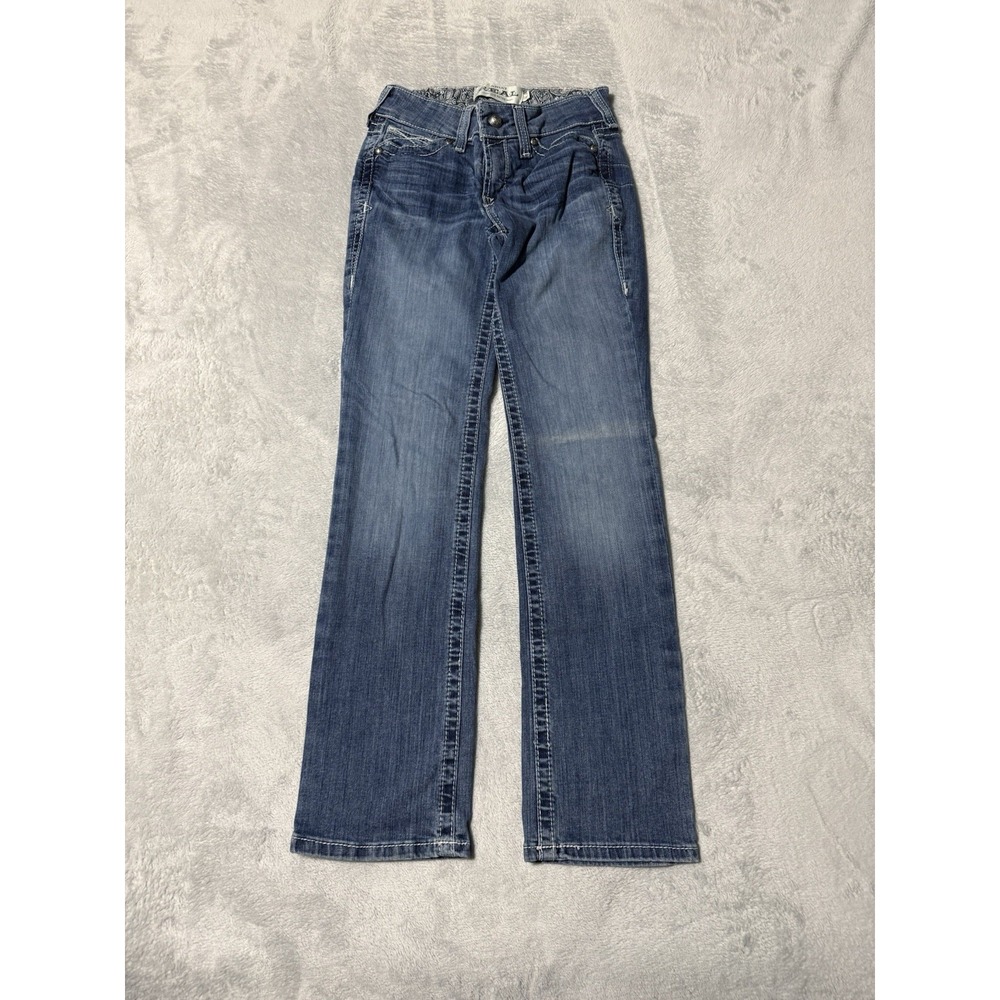 Ariat REAL Jeans Womens 25 Short Blue Mid Rise Straight Medium Wash 25x30